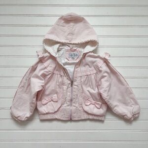 BONJOUR Blush Pink Light Weight Soft Hooded Jacket w/ Bow Details
